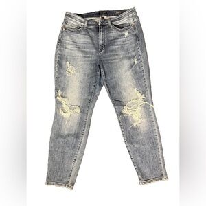 Judy Blue Denim Distressed Jeans Boyfriend Fit Size 16W Full Length Straight